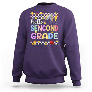 Hello Second Grade Groovy Back To School Sweatshirt TS09 Purple Print Your Wear