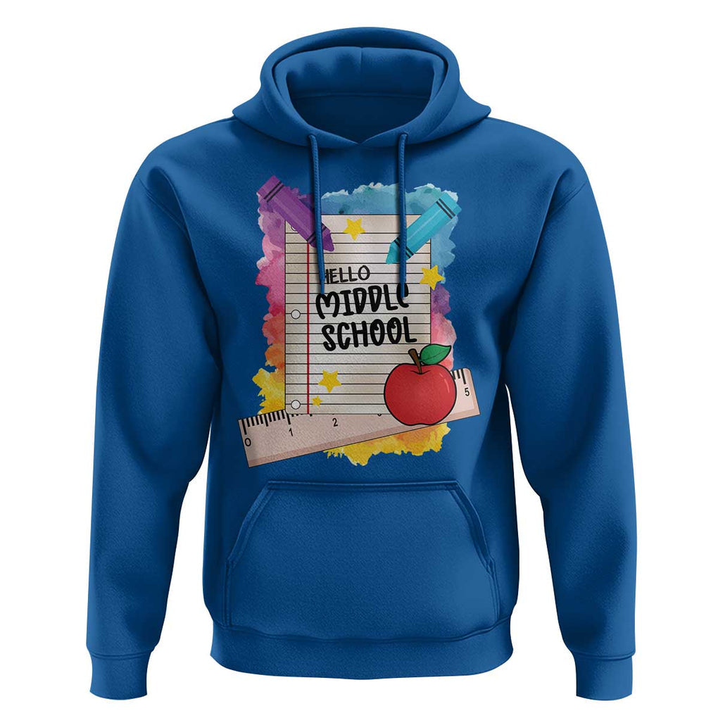 Hello Middle School Watercolor Back To School Hoodie TS09 Royal Blue Print Your Wear