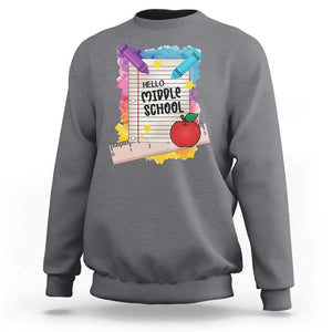 Hello Middle School Watercolor Back To School Sweatshirt TS09 Charcoal Print Your Wear