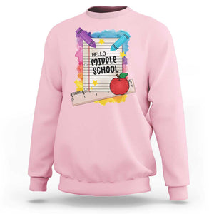 Hello Middle School Watercolor Back To School Sweatshirt TS09 Light Pink Print Your Wear