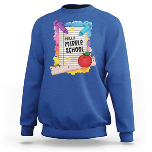 Hello Middle School Watercolor Back To School Sweatshirt TS09 Royal Blue Print Your Wear