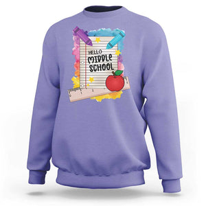 Hello Middle School Watercolor Back To School Sweatshirt TS09 Violet Print Your Wear