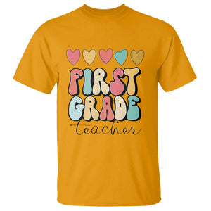 First Grade Teacher Leopard Heart Retro Groovy T Shirt TS09 Gold Print Your Wear