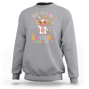 Funny Back To School Unicorn Sweatshirt Ready To Crush Second Grade Retro Groovy TS09 Sport Gray Print Your Wear