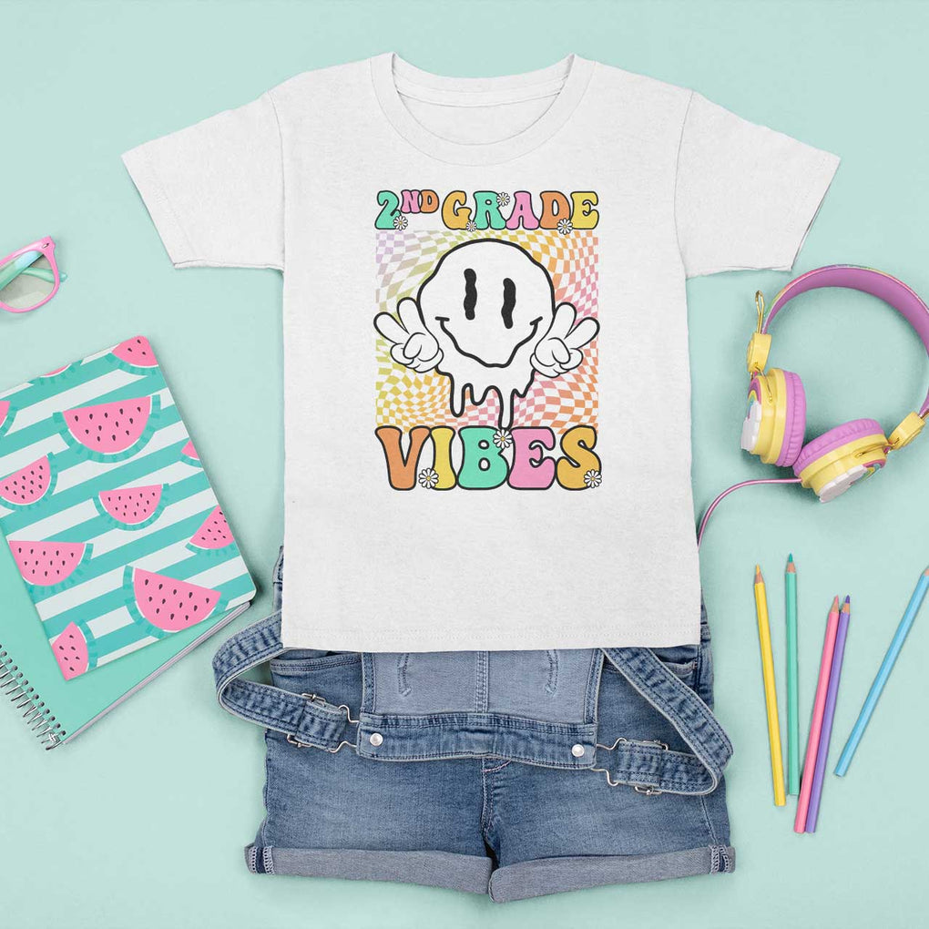 2nd Grade Vibes T Shirt For Kid Retro Groovy Back To School TS09 White Print Your Wear