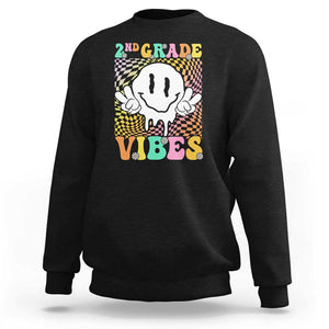 2nd Grade Vibes Sweatshirt Retro Groovy Back To School TS09 Black Print Your Wear