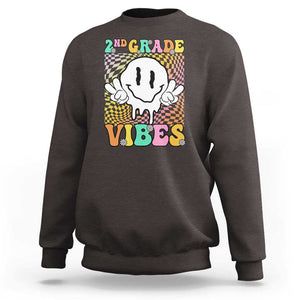 2nd Grade Vibes Sweatshirt Retro Groovy Back To School TS09 Dark Chocolate Print Your Wear