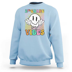 2nd Grade Vibes Sweatshirt Retro Groovy Back To School TS09 Light Blue Print Your Wear