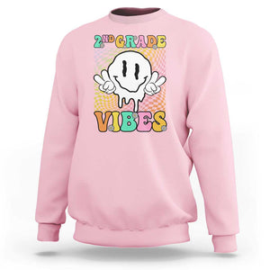 2nd Grade Vibes Sweatshirt Retro Groovy Back To School TS09 Light Pink Print Your Wear