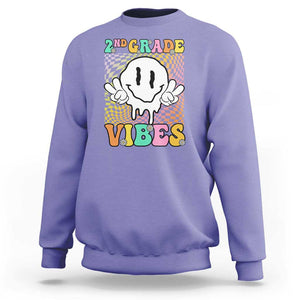 2nd Grade Vibes Sweatshirt Retro Groovy Back To School TS09 Violet Print Your Wear