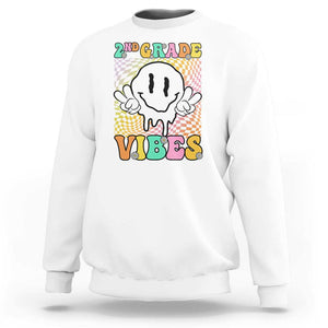 2nd Grade Vibes Sweatshirt Retro Groovy Back To School TS09 White Print Your Wear