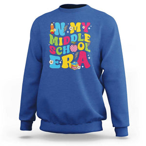 In My Middle School Era Retro Groovy Sweatshirt TS09 Royal Blue Print Your Wear