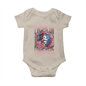 Funny Programmer Baby Onesie I Work On Computers Japan Anime Cat TS09 Sand Print Your Wear