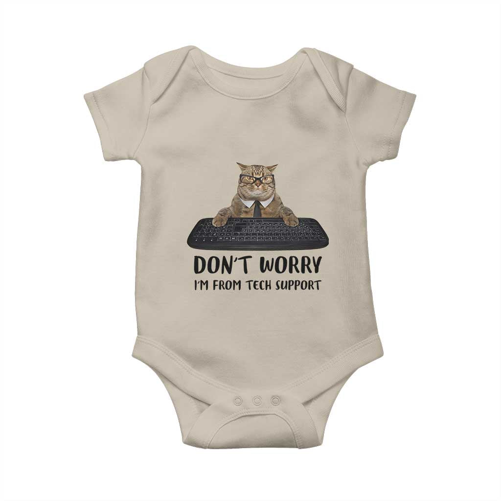 Funny Don't Worry I'm From Tech Support Baby Onesie TS09 Sand Print Your Wear