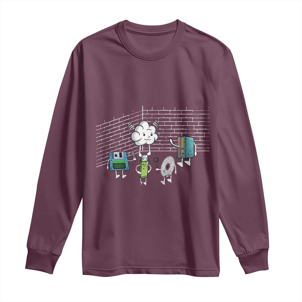 Funny Software Developers Long Sleeve Shirt Computer Storage Evolution Cloud TS09 Maroon Print Your Wear