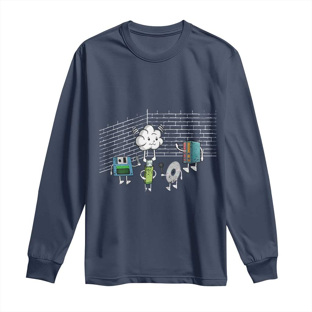 Funny Software Developers Long Sleeve Shirt Computer Storage Evolution Cloud TS09 Navy Print Your Wear