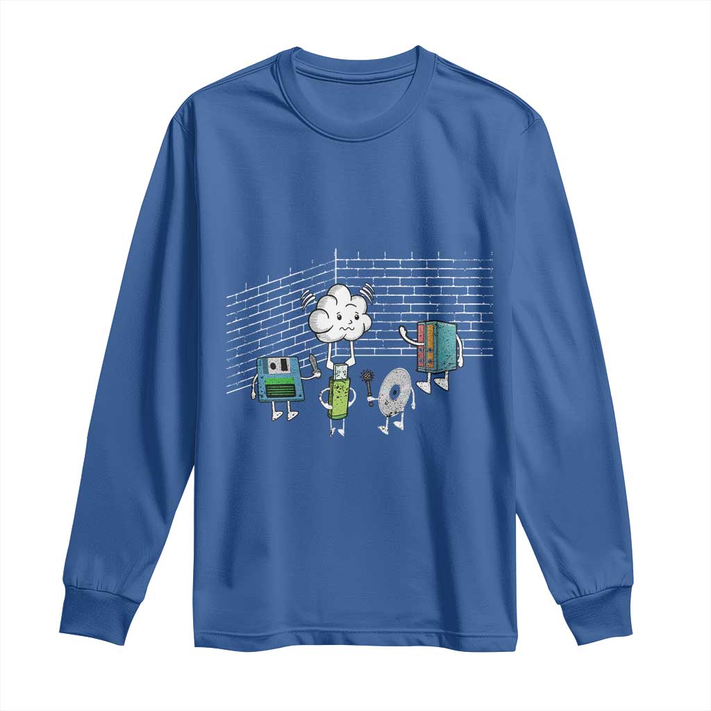 Funny Software Developers Long Sleeve Shirt Computer Storage Evolution Cloud TS09 Royal Blue Print Your Wear