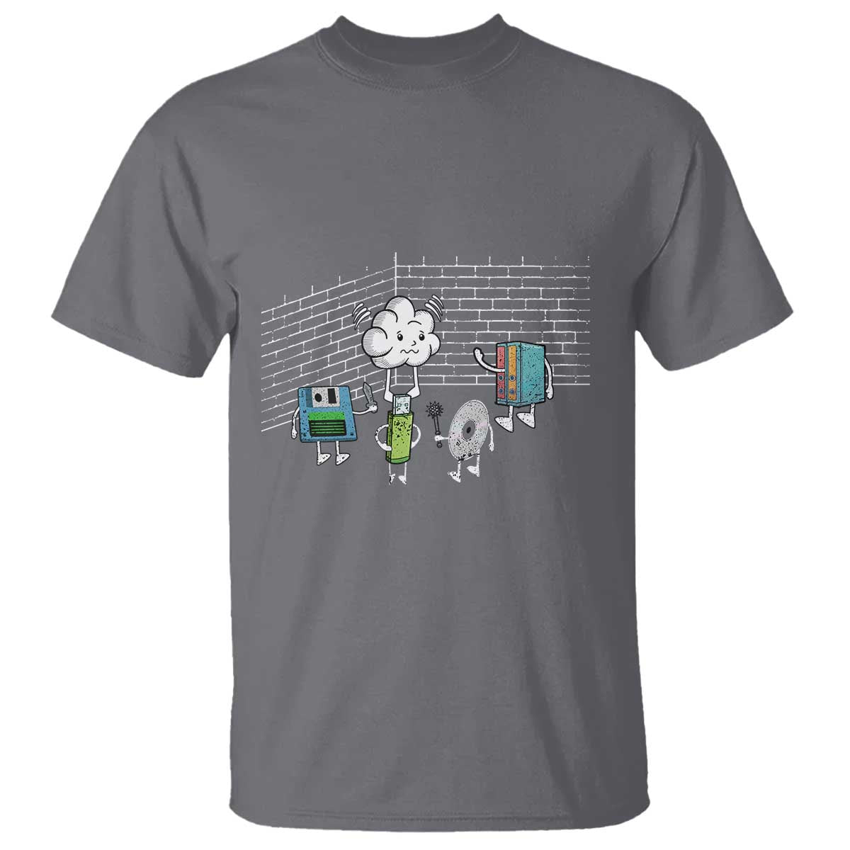 Funny Software Developers T Shirt Computer Storage Evolution Cloud TS09 Charcoal Print Your Wear