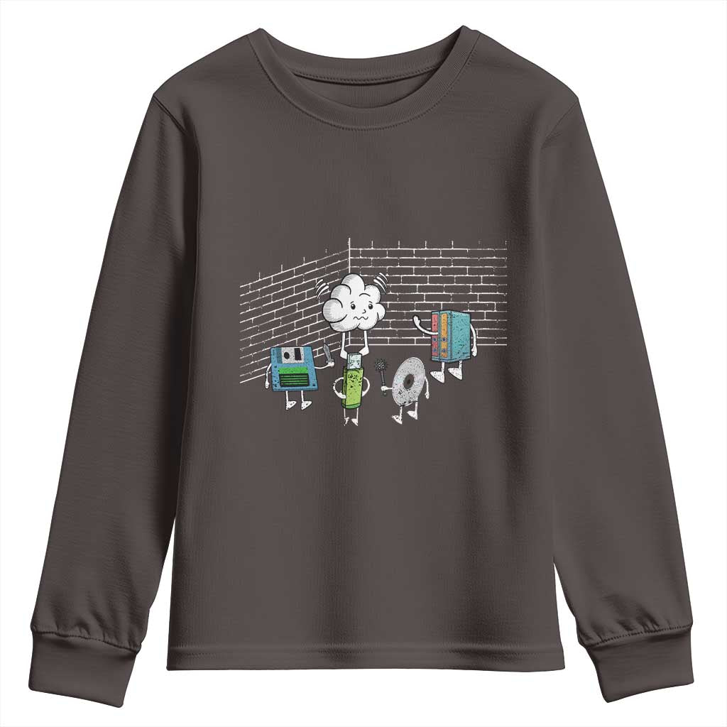 Funny Software Developers Youth Sweatshirt Computer Storage Evolution Cloud TS09 Dark Chocolate Print Your Wear