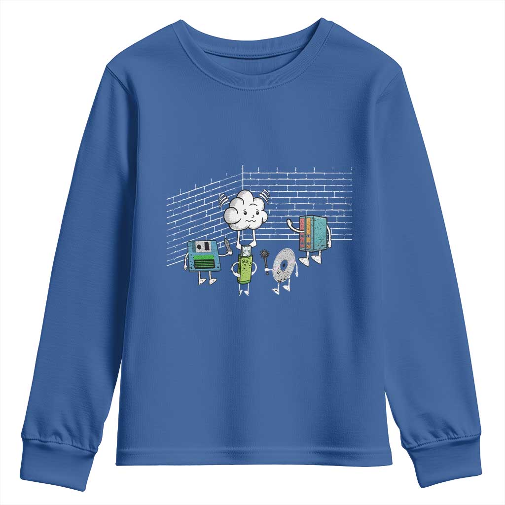 Funny Software Developers Youth Sweatshirt Computer Storage Evolution Cloud TS09 Royal Blue Print Your Wear