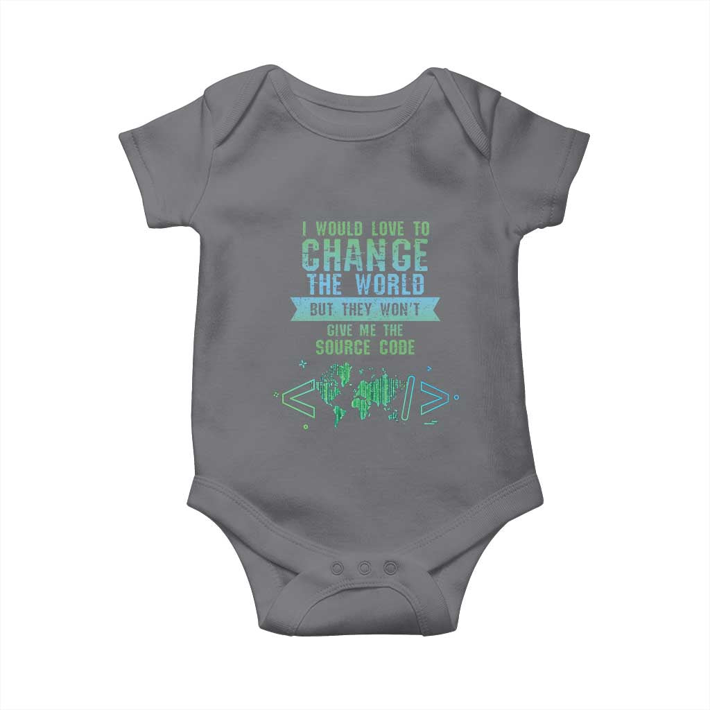 Funny Coder Baby Onesie I Would Like To Change The World TS09 Charcoal Print Your Wear