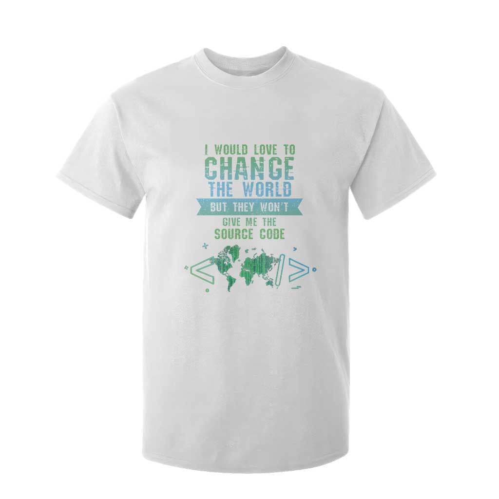 Funny Coder T Shirt For Kid I Would Like To Change The World TS09 White Print Your Wear