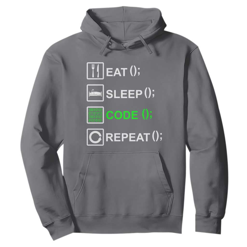 Funny Coder Hoodie Eat Sleep Code Repeat TS09 Charcoal Print Your Wear