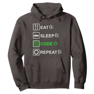 Funny Coder Hoodie Eat Sleep Code Repeat TS09 Dark Chocolate Print Your Wear