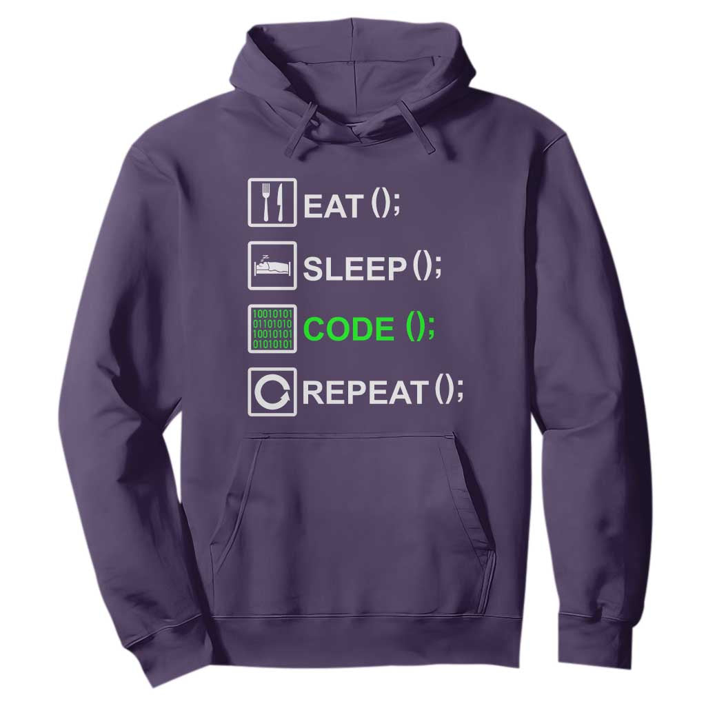Funny Coder Hoodie Eat Sleep Code Repeat TS09 Purple Print Your Wear