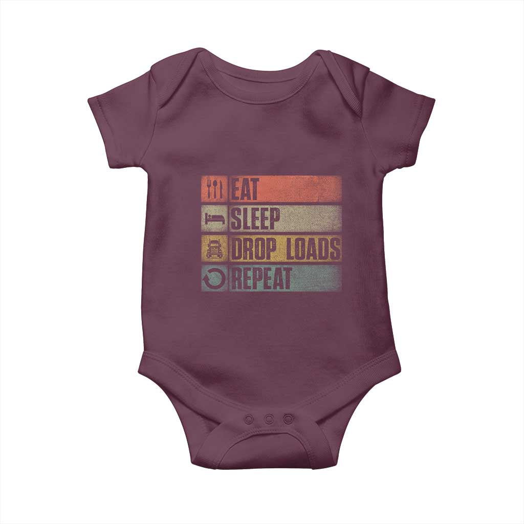 Truck Driver Baby Onesie Eat Sleep Drop Load Repeat TS09 Maroon Print Your Wear