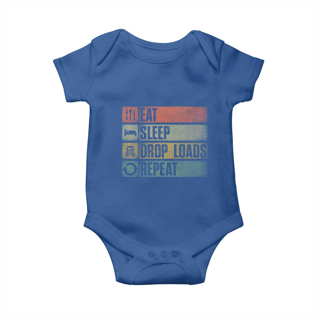 Truck Driver Baby Onesie Eat Sleep Drop Load Repeat TS09 Royal Blue Print Your Wear