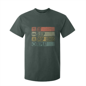 Truck Driver T Shirt For Kid Eat Sleep Drop Load Repeat TS09 Dark Forest Green Print Your Wear