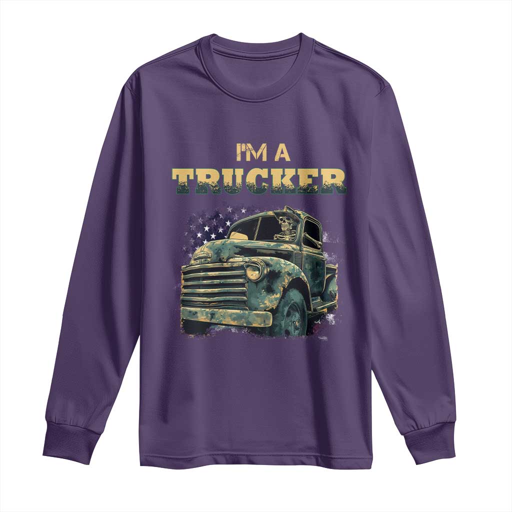 Truck Driver Long Sleeve Shirt I'm A Trucker TS09 Purple Print Your Wear