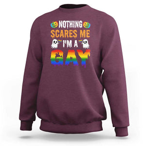 Funny Halloween LGBT Sweatshirt Nothing Scares Me I'm A Gay TS09 Maroon Print Your Wear