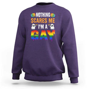 Funny Halloween LGBT Sweatshirt Nothing Scares Me I'm A Gay TS09 Purple Print Your Wear