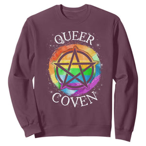 Funny Halloween LGBT Sweatshirt Queer Coven TS09 Maroon Print Your Wear