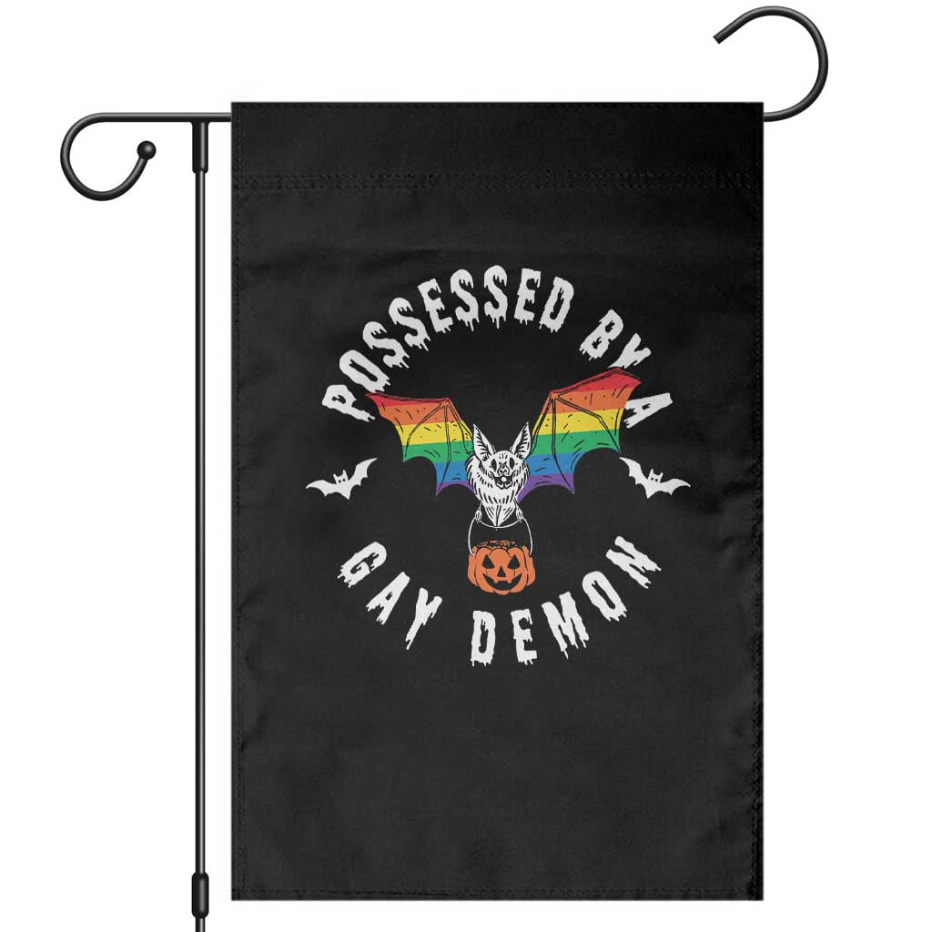 Funny Halloween LGBT Garden Flag Possessed By Gay Demon Rainbow Bat TS09 Black Print Your Wear
