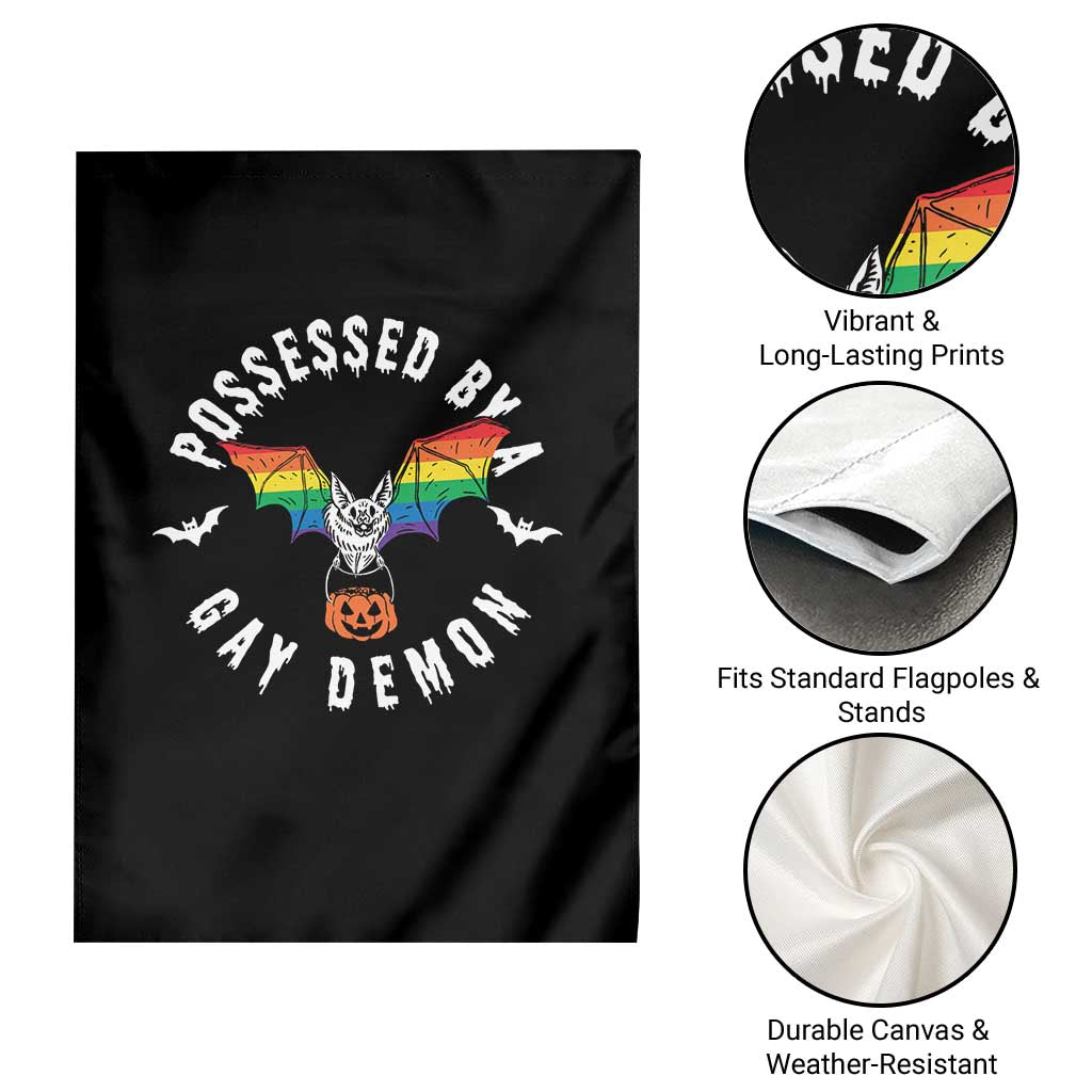 Funny Halloween LGBT Garden Flag Possessed By Gay Demon Rainbow Bat TS09 Print Your Wear