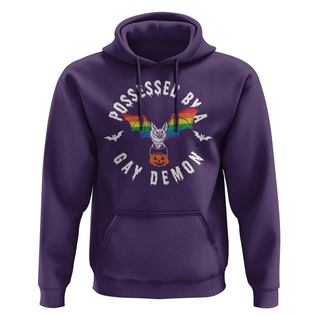 Funny Halloween LGBT Hoodie Possessed By Gay Demon Rainbow Bat TS09 Purple Print Your Wear