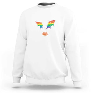 Funny Halloween LGBT Sweatshirt Possessed By Gay Demon Rainbow Bat TS09 White Print Your Wear