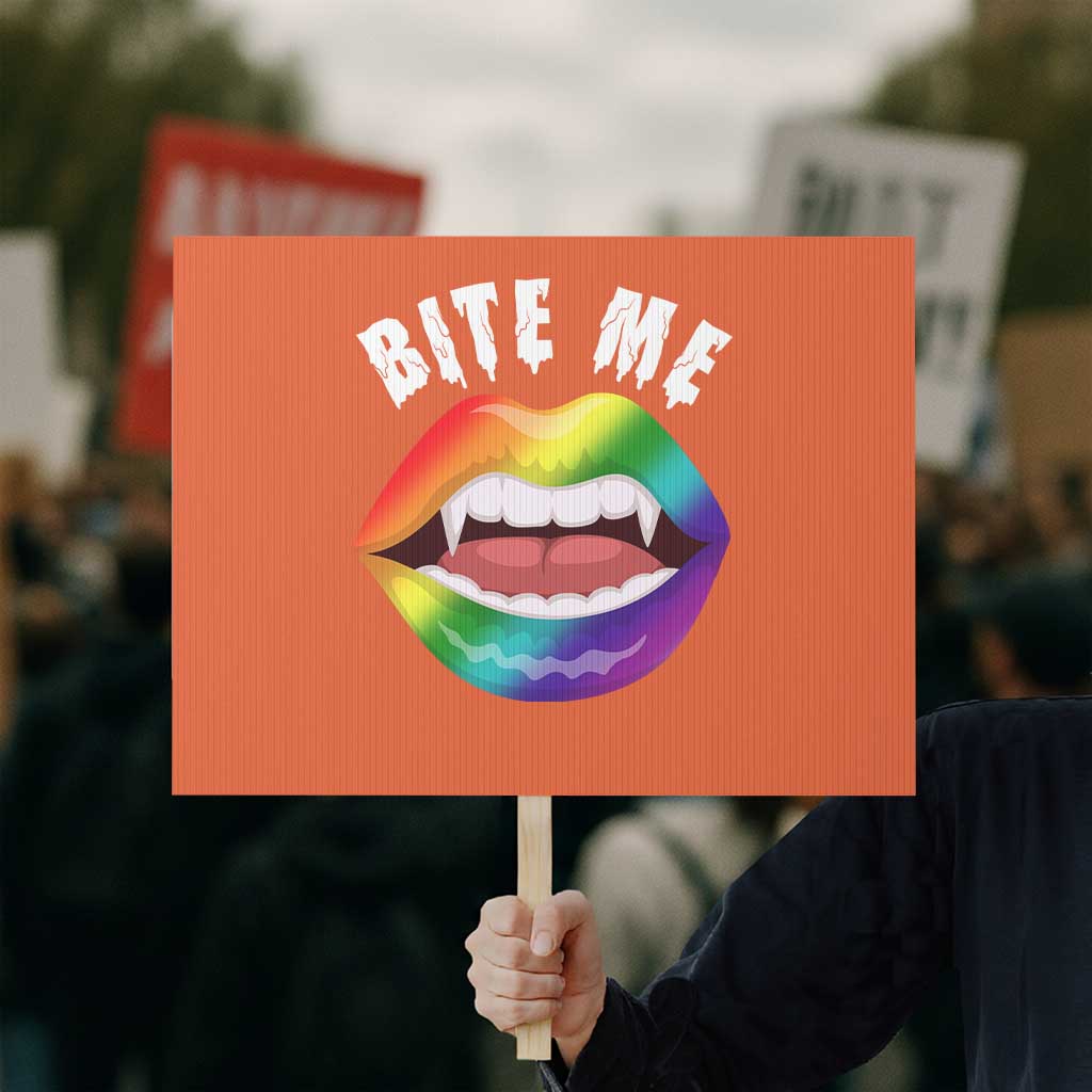 Vampire Gay Protest Sign Bite Me Funny Halloween Spooky LGBT TS09 Horizontal 18