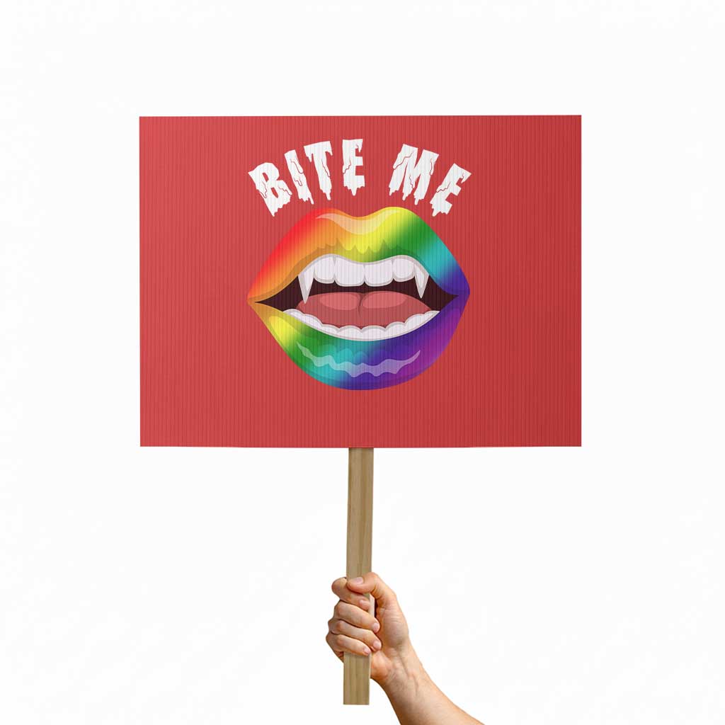 Vampire Gay Protest Sign Bite Me Funny Halloween Spooky LGBT TS09 Horizontal 18