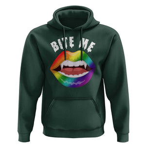 Vampire Gay Hoodie Bite Me Funny Halloween Spooky LGBT TS09 Dark Forest Green Print Your Wear