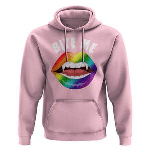 Vampire Gay Hoodie Bite Me Funny Halloween Spooky LGBT TS09 Light Pink Print Your Wear