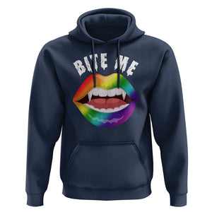 Vampire Gay Hoodie Bite Me Funny Halloween Spooky LGBT TS09 Navy Print Your Wear