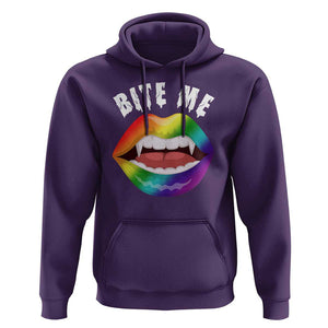 Vampire Gay Hoodie Bite Me Funny Halloween Spooky LGBT TS09 Purple Print Your Wear