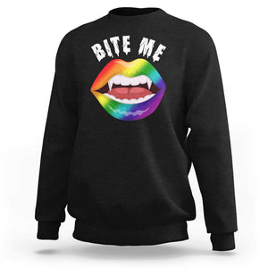 Vampire Gay Sweatshirt Bite Me Funny Halloween Spooky LGBT TS09 Black Print Your Wear