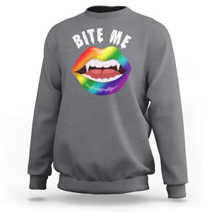 Vampire Gay Sweatshirt Bite Me Funny Halloween Spooky LGBT TS09 Charcoal Print Your Wear