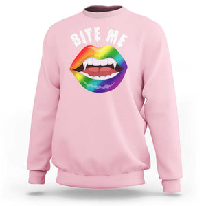 Vampire Gay Sweatshirt Bite Me Funny Halloween Spooky LGBT TS09 Light Pink Print Your Wear