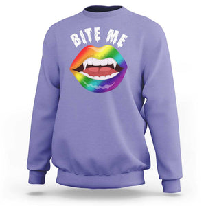 Vampire Gay Sweatshirt Bite Me Funny Halloween Spooky LGBT TS09 Violet Print Your Wear